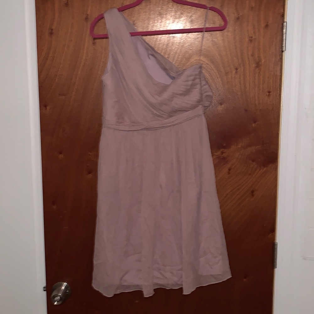 J crew mini chiffon mauve bridesmaids dress